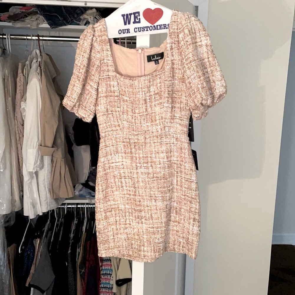 Pink tweed dress